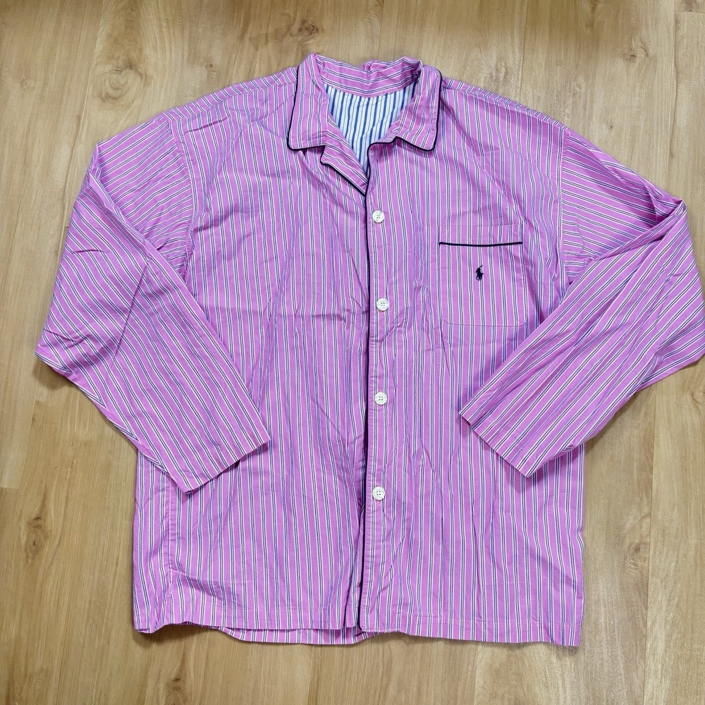 Polo Ralph Lauren XL Lounge Sleep Shirt Pink Blue White Plaid Mens Pajama Lounge